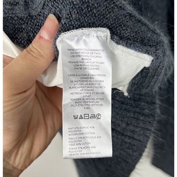 By Anthropologie Mixed Media Turtleneck Cable Sweater Size XS Cotton Women’s - Picture 6 of 7